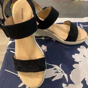 Sonoma NEW Black Sueded Women's Espadrille Style Sandals Sz 9M